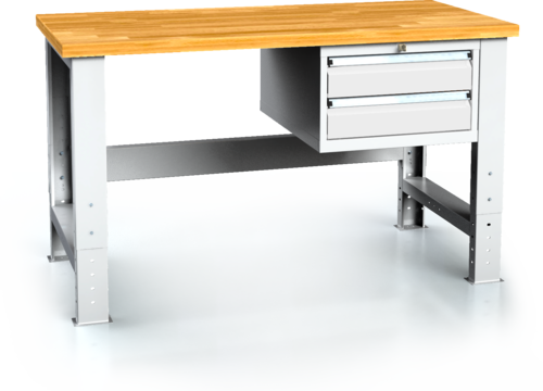 Pracovní stůl alcera PROFI - deska - noha - noha - závěsný kontejner 700 - 1055 x 1500 x 700 -  Pracovní stůl alcera PROFI - deska - noha - noha - závěsný kontejner 700 - 1055 x 1500 x 700 alcera P15 K03 bílý